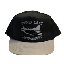VTG Toppers Snapback Hat Black Cedar Lake Campground Graphic Two Tone OSFM Mens