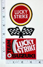 Embroidered 3-Patch Set - Iron-on - Motorcycles - Racing - Lucky Strike - Suzuki