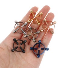 2Pcs Round Nipple Piercing Jewelry Non Piercing Nipple Ring Fake Screw NippZH