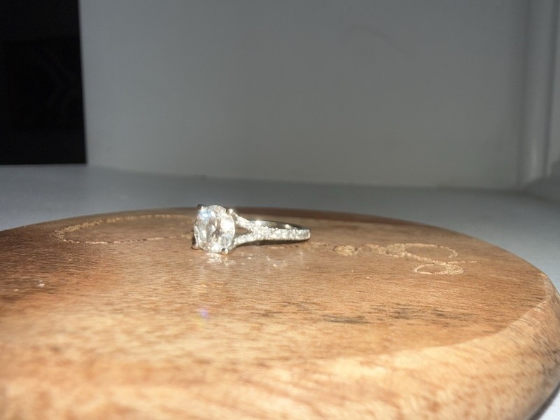 14k White Gold Round Diamond Prong Set Women’s Engagement Ring Size 6.5 2mm Band