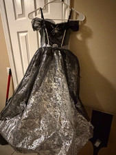 Dead bride Halloween Black/Gray Tulle Glitter Dress Costume S with Crown
