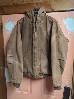 Berne Hooded Jacket Duck Canvas Men's Size XL Brown Lined Used