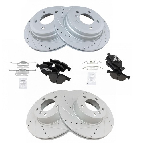 Brake Rotor Performance Drilled Slotted & Ceramic Pad Front & Rear Kit