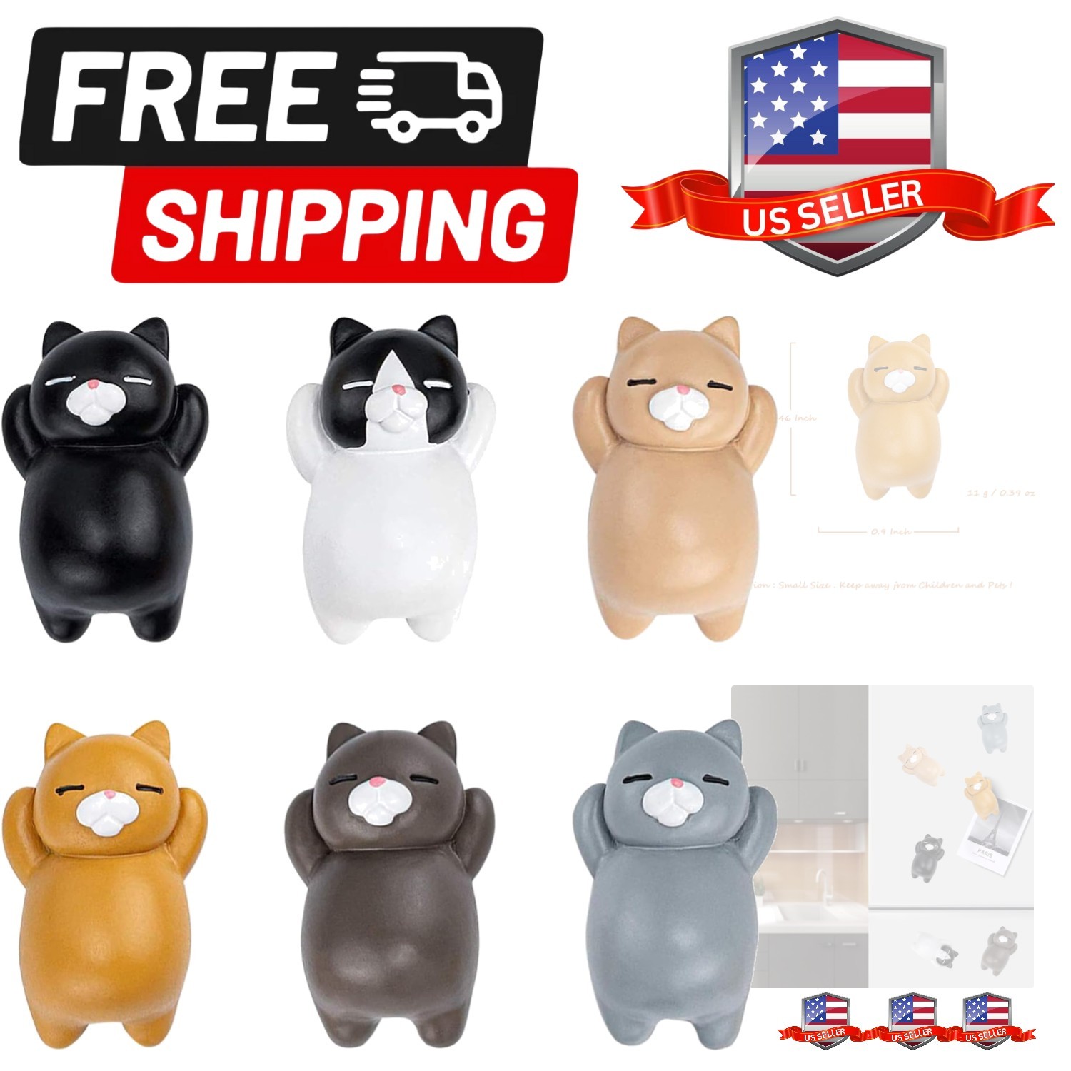 Fun Cat Refrigerator Magnets for Whiteboard, Office, Photos, Notes, Decorativ...