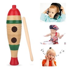 Colorful Wooden Fish Guiro Percussion Instrument For Kids Easy To Use