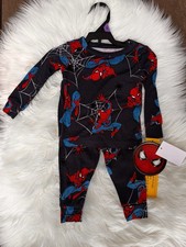 Marvel Spider-Man Black Red Blue Graphic Long Sleeve Pajama Set 12M Cotton