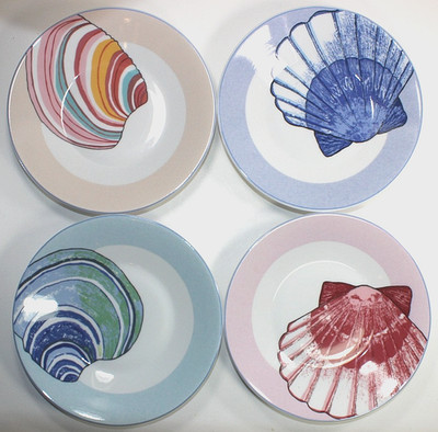 Set of 4 Studio Nova Shell BEACH PARADE Salad/Dessert Plates 8.25'' NEW In Box