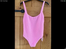 Next Pink Crinkle Tummy Control Swimsuit Size 18