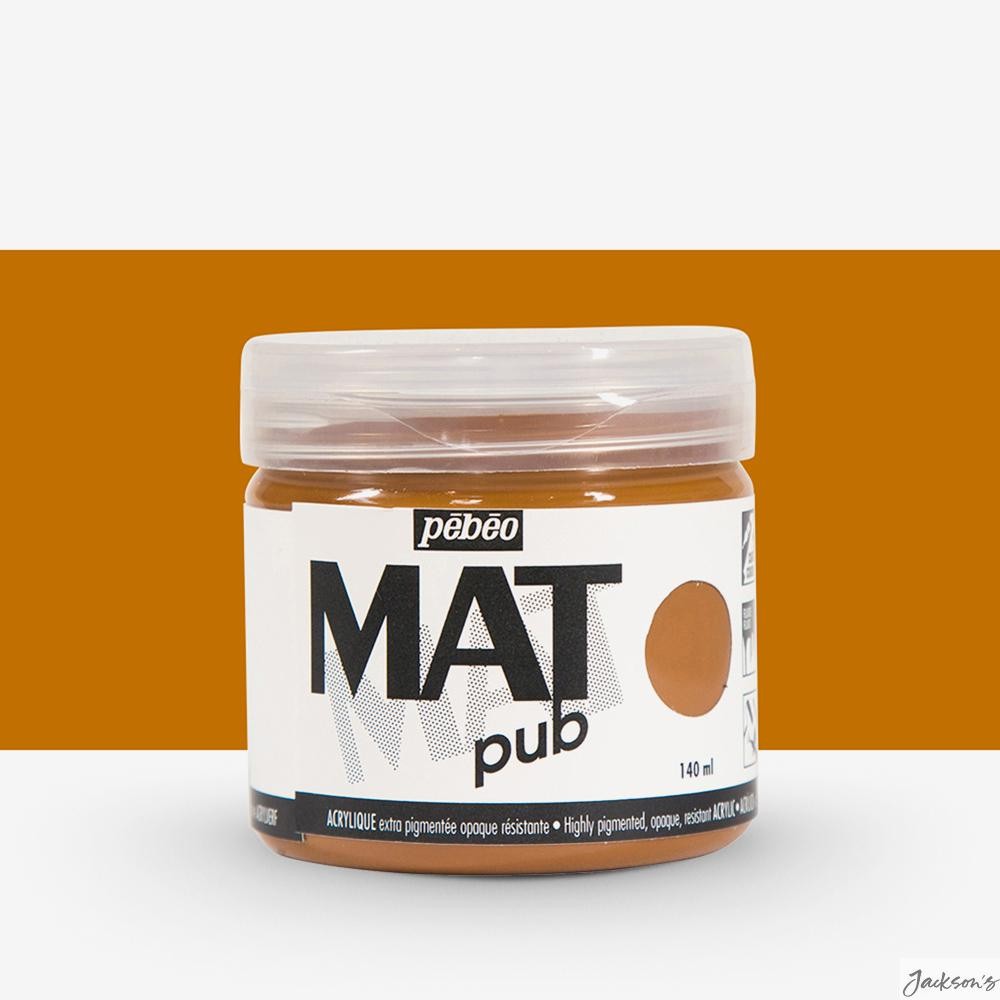 Pebeo Mat Pub Acrylic Paint 140ml Natural Sienna Matt Opaque Colour