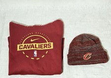 Nike NBA Cleveland Cavaliers Boys Pullover Hoodie  Knit Hat Set Maroon L 14/16