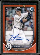 2025 Bowman Chrome Trey Sweeney /25 Auto RC Orange #CRA-TS Detroit 13/25