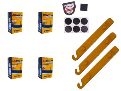 4x Fahrradschlauch Continental 24 Zoll Blitzventil 50-507/60-507 +Reifenheber