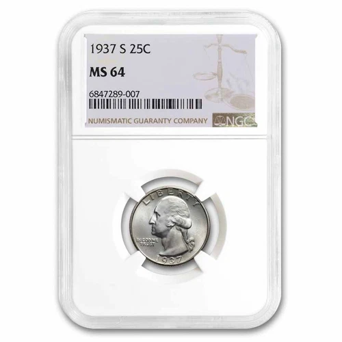 1937-S Washington Quarter MS-64 NGC