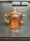 A Beautiful Vintage Mid Century Iridescent Carnival Glass Aunt Polly Sugar Bowl