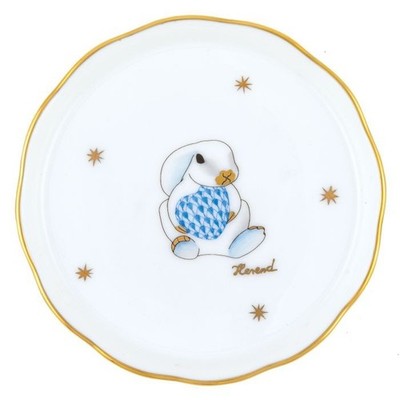 HEREND,  BLUE BUNNY  COASTER,  #00341,  W/24KT GOLD, BRAND NEW
