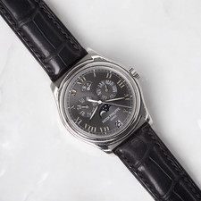 Patek Philippe Annual Calendar Moon Phase Grey Dial Leather Band 5056P-001