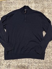 JOS A BANK Traveler Sweater Mens XXL 2XL Navy Blue 100 Pima Cotton 1/4 Zip New