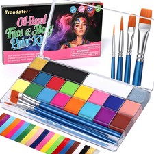 Oil Based Face Paint Kit 20 Colors Face Body Paint Palette with 4 Professional