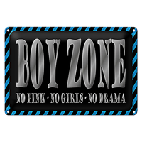 Blechschild Spruch 30X20Cm Boy Zone No Pink Girls No Drama