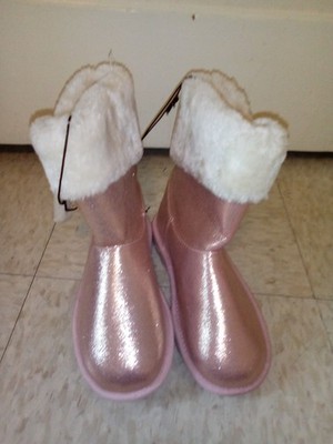 Girls Pink Shimmer Winter Boots Size 6X/7 New With Tags