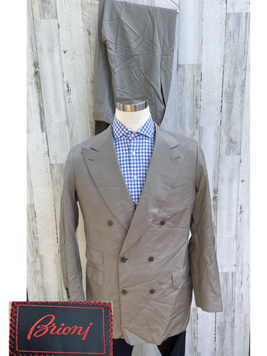 Brioni, Brioni Plinio Giacca Doppiopetto Vintage Marrone Beige 100% Lana 45R 38/30