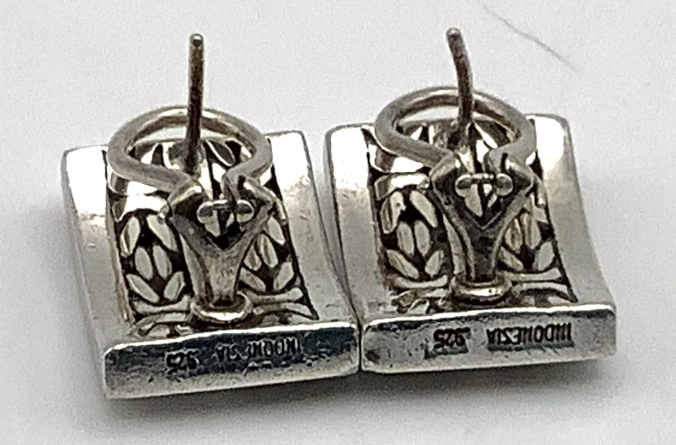 Lois Hill Indonesia Sterling Silver Byzantine Style Earrings Omega Backs - Image 3 of 4