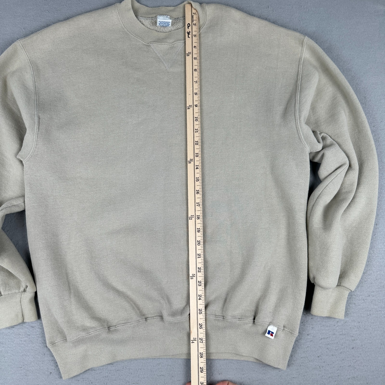 Vintage Russell Athletic Sweatshirt Mens XL Oatmeal V Stitch Made In USA Boxy