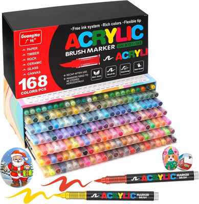 ACRYLIC BRUSH MARKER 360色　168色 168 Colors Acrylic Markers, Soft Brush Tip Paint Pens and Paint