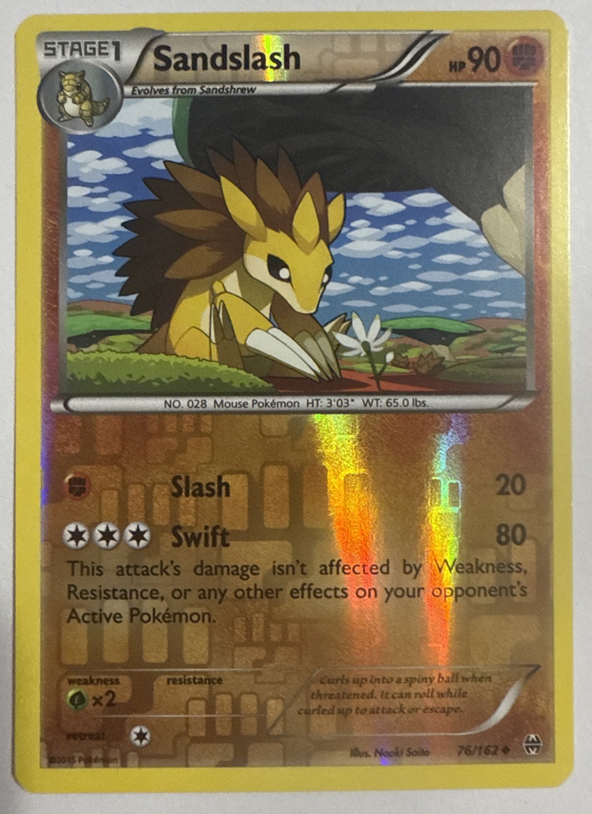 Sandslash 76/162 Rev Reverse Holo XY Breakthrough Pokemon Near Mint