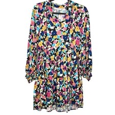 Anthropologie Ranna Gill Katya Floral Mini Dress Boho Tiered Long Sleeve S