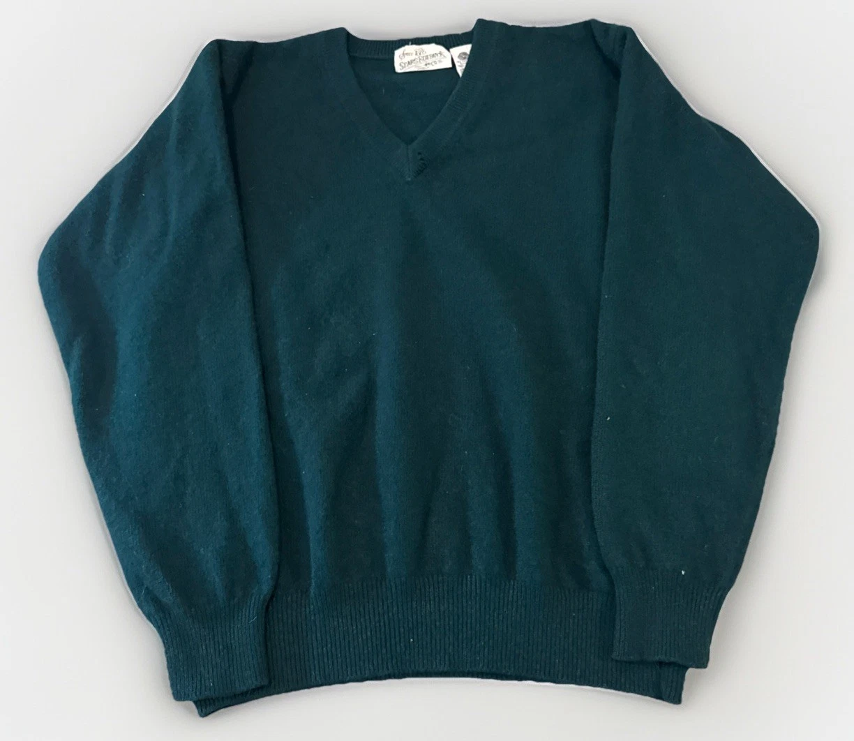 Vintage Sears & Roebuck Green Wool Knit V-Neck Sweater Large
