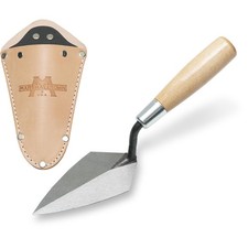 Archaeology Pointing Trowel with Leather Holster, Wood Handle, 5 x 2 1/2 Inch...