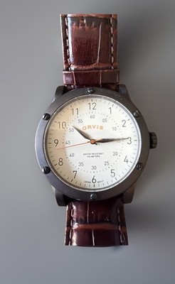 Orvis OR2NB7 Field Black PVD 42 mm Leather Off White Dial Quartz Men's Watch