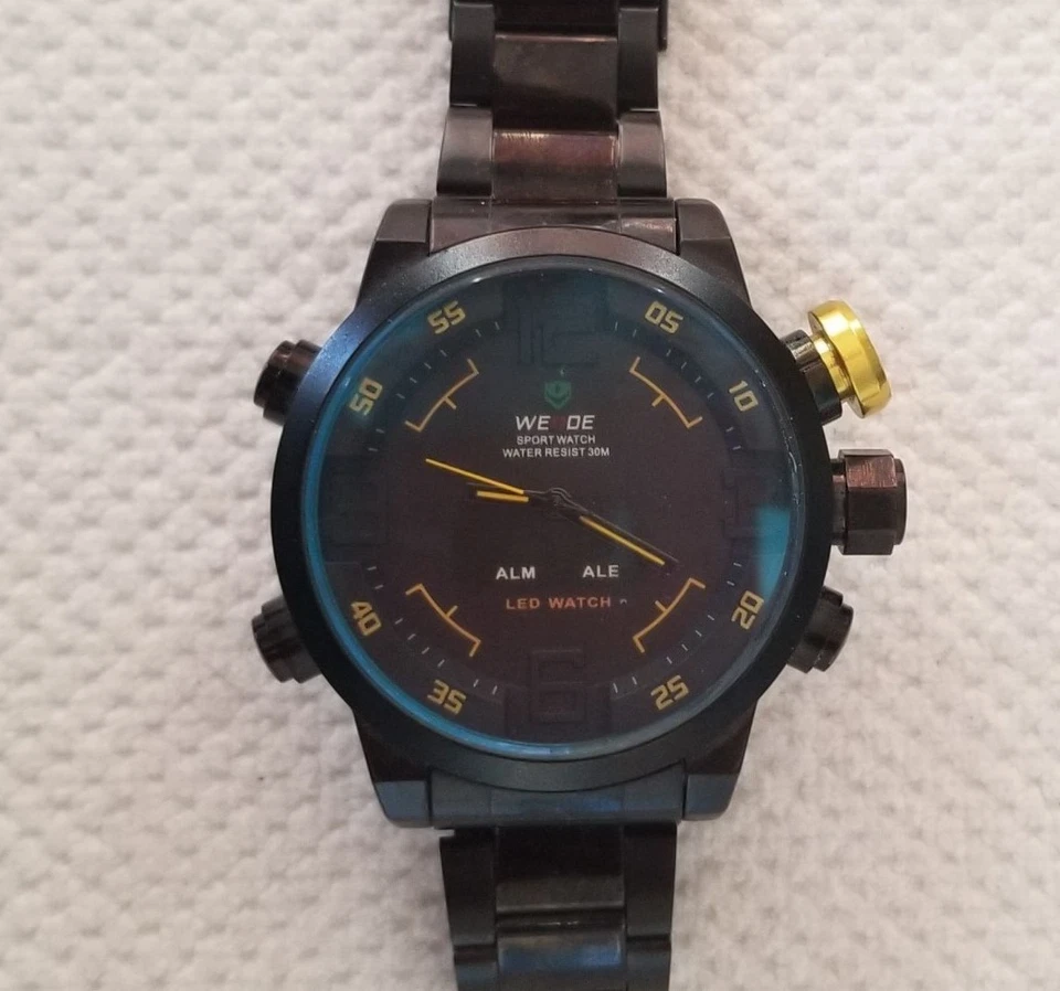 Weide Dual Time Analog/LED Men's Watch WH-2309 Link Band 6.25" Max New Batteries - Image 2 of 4