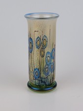 VASE ART GLASS ARTIST FLOWER BLUE MULTIPLE COLORS RARE UNIQUE COLLECTIBLE