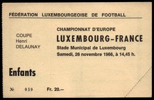 Boleto 1966 Luxemburgo vs. Francia WC/EURO Qualifier 42259