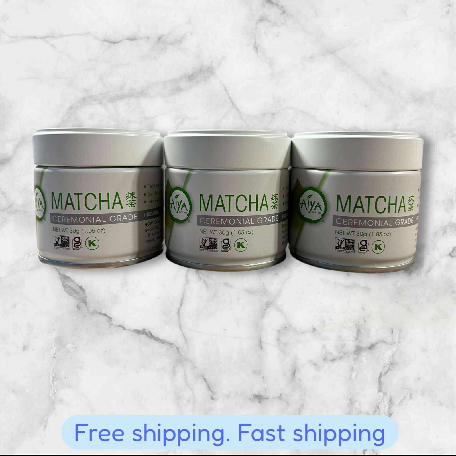 FOR 3 Cans Aiya Japanese ORGANIC Matcha Ceremonial Grade 30g