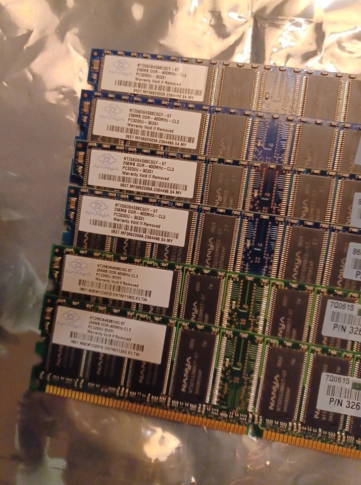 Lot 6x 256MB PC3200 (Total 1.5GB) DDR 400 Desktop Memory NT256D64S88C0G-5T - Image 4 of 4