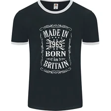 Born In Britain 60th Birthday Made 1965 Mens Ringer T-Shirt FotL