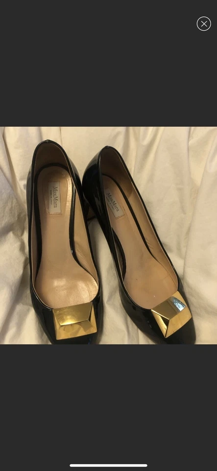 Maxmara Tacones Charol Verde Con Detalle Tachuelas Doradas Suelas Nuevas 38 Foto 2 de 4