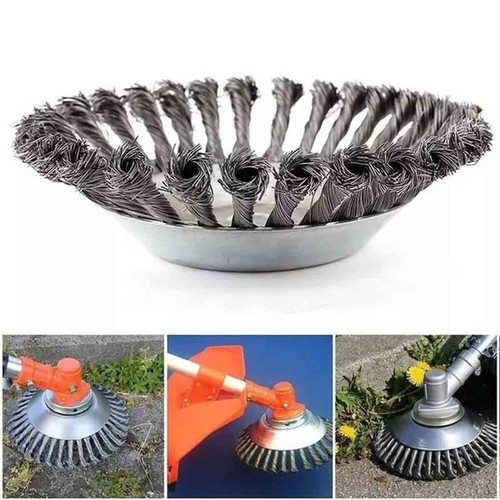 New 8 Inch Steel Wire Wheel Brush Grass Trimmer Head Weed With Adapter Kit US - Picture 6 of 8