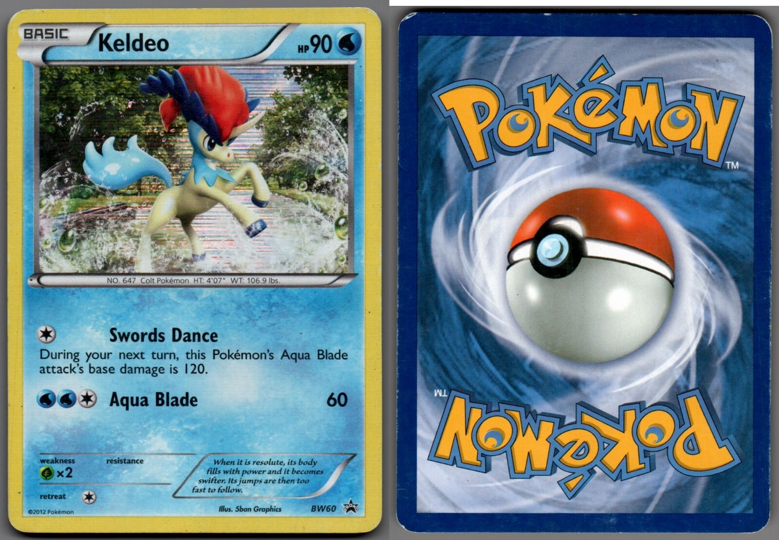 2012 Pokemon, Black & White Promos, #BW60 Keldeo, Holo Black Star Promo