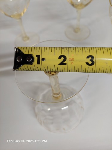 Set of 4 Standard Glass Style Depression Era Champagne Cut Sherbet Yellow/Topaz - Picture 9 of 10