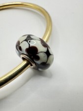 Authentic Trollbead Unique. Maroon Red  white glass. LAA 925S. GVC.