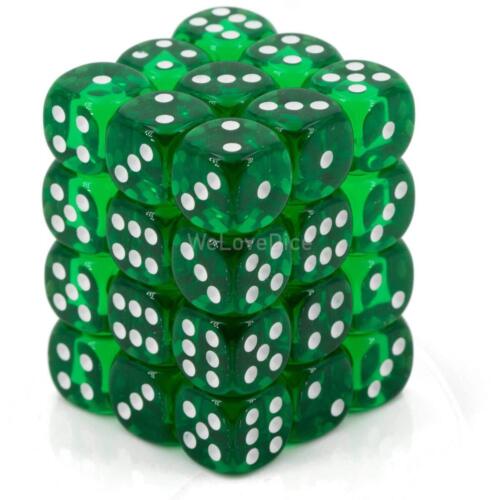 Chessex Says: D6 CHX23805 12mm Translucent Green/White (36) - Picture 1 of 4