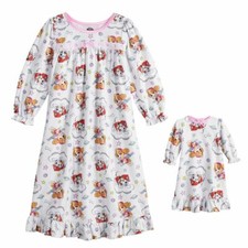 Paw Patrol Skye and Marshall Toddler Girls Nightgown plus 18" Doll Gown 2T NWT