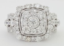 Cushion Diamond Double Halo Engagement Ring 2 ct 14K White Gold Retail 4995