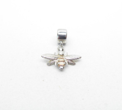 Clogau walisisches Gold Sterlingsilber & 9 kt Rotgold Bienenkönigin Perlen Charm.