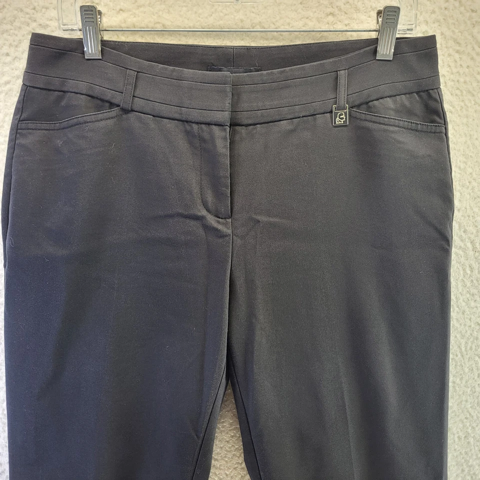 Pantalones Karl Lagerfeld para mujer 8 negros chinos lisos mezcla de algodón broche negocios Foto 2 de 4