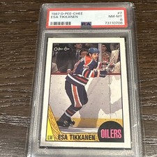 1987 OPC Esa Tikkanen Rookie Card PSA 8 Near Mint - Mint